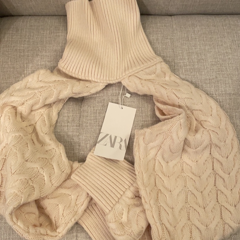 Zara knit arm warmer sweater size medium beige NWT - Picture 7 of 9